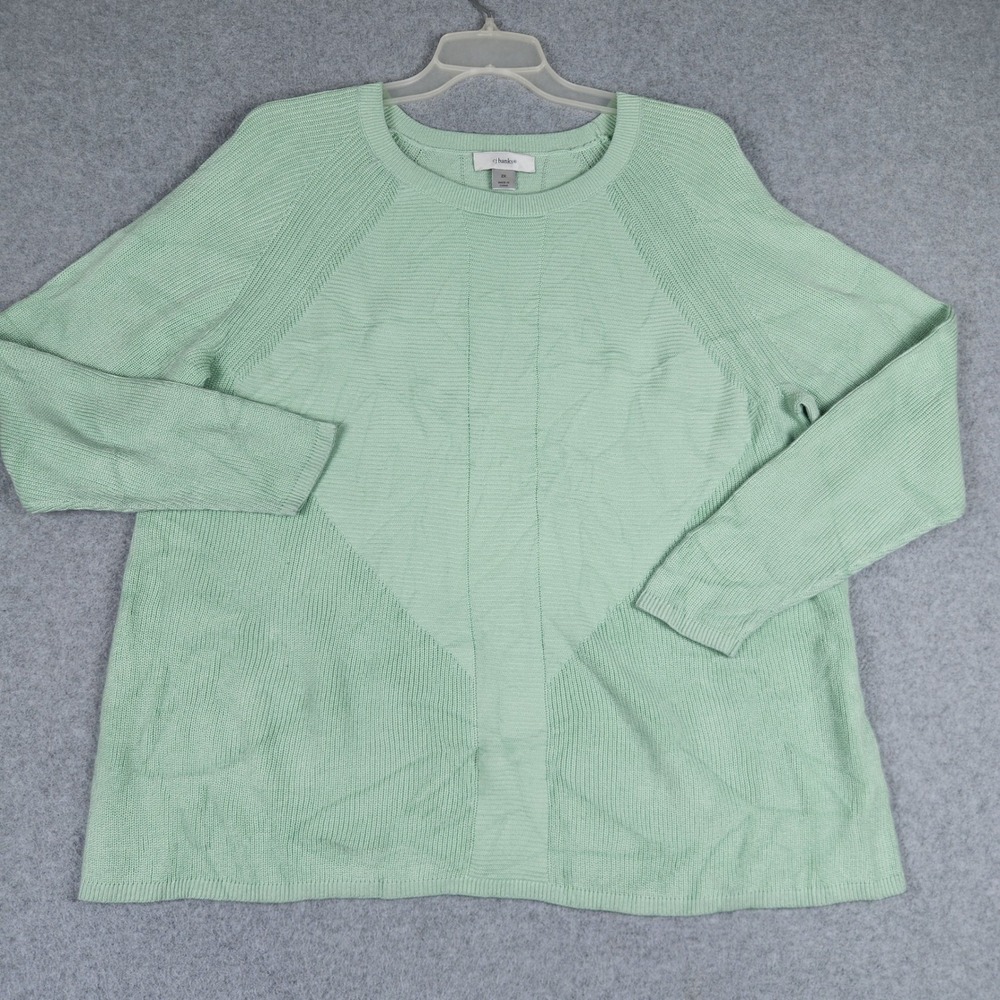 CJ Banks Sweater Women 2X Mint Green Textured Knit Pullover Long Sleeve Crewneck